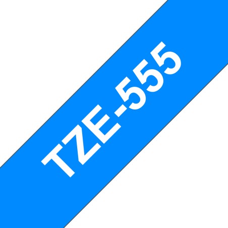 Brother TZE-555 ruban d'étiquette Blanc sur bleu | JDB-Info