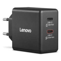 Lenovo Dual USB-C 65W GaN Charger Universel Noir Secteur In | JDB-Info