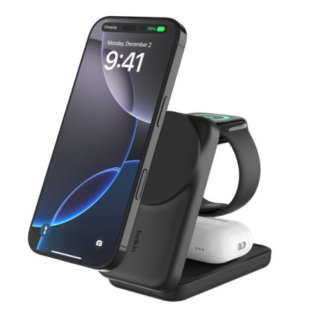BELKIN UltraCharge 25w Qi2 3in1 Magnetic Charger EU Black Square