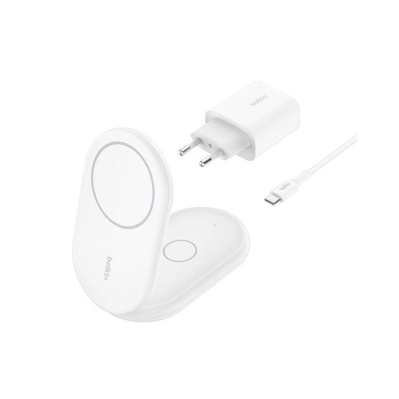 BELKIN BOOSTCHARGE Qi2 15w Magnetic 2in1 Stand White