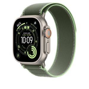 APPLE 49mm Green/Neon TrailLoop-M/L - Natural Titanium Finish