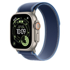 APPLE 49mm Blue/Bright Blue TrailLoop-S/M - Natural Titanium Finish