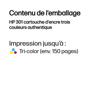 HP 301 Tri-color Original Ink Cartridge cartouche d'encre 1 | JDB-Info