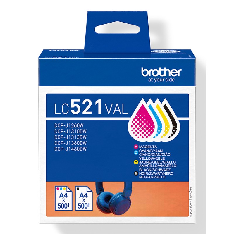 Brother LC521VAL cartouche d'encre 4 pièce(s) Original Noir | JDB-Info