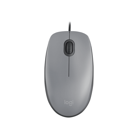 LOGITECH M110 Silent Mouse right and left-handed optical 3 buttons wired USB-A mid grey