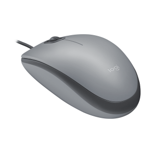LOGITECH M110 Silent Mouse right and left-handed optical 3 buttons wired USB-A mid grey