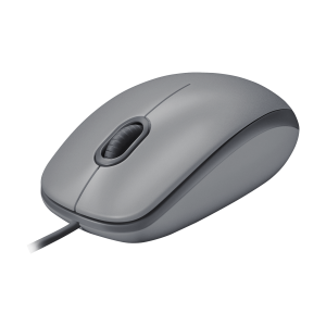 LOGITECH M110 Silent Mouse right and left-handed optical 3 buttons wired USB-A mid grey