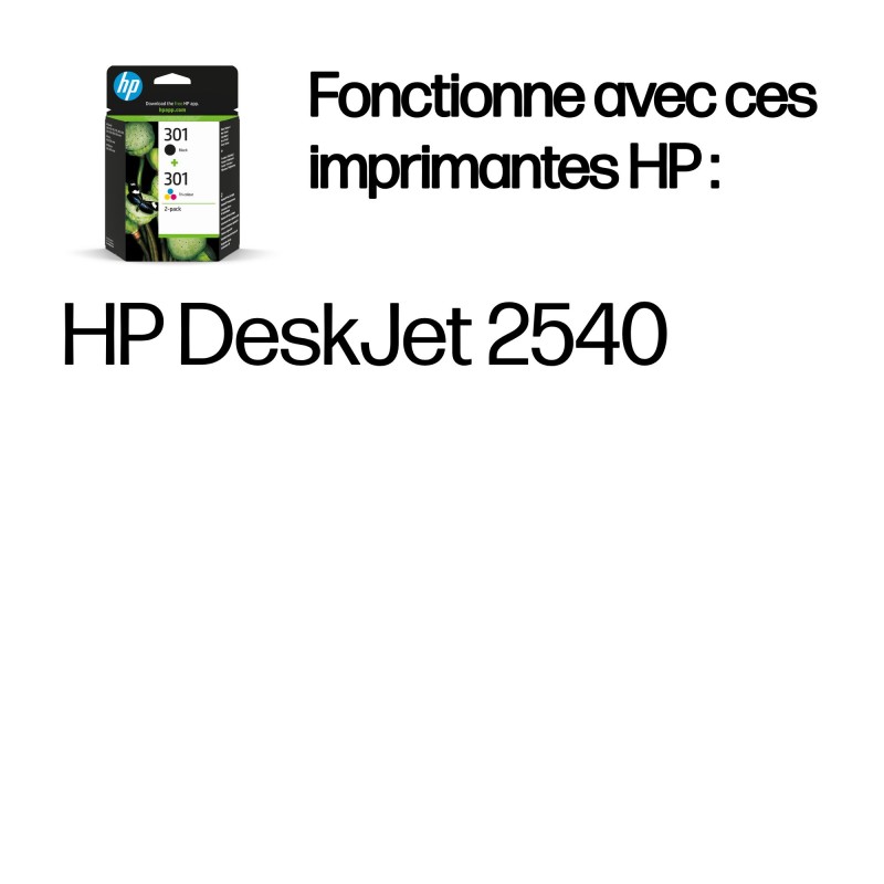HP 301 pack de 2 cartouches d'encre noir/trois couleurs aut | JDB-Info