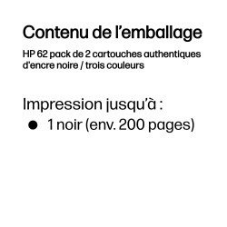 HP 62 pack de 2 cartouches authentiques d'encre noire / tro | JDB-Info