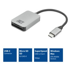 ACT Lecteur de cartes USB-C pour SD et micro SD, SD 4.0 UHS | JDB-Info
