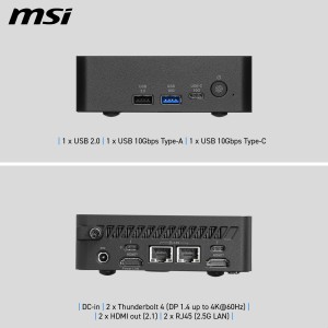 MSI Cubi NUC AI+ 3MG-005BEU USFF Noir 322 Intel SoC FCBGA25 | JDB-Info