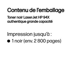 HP Toner noir LaserJet 94X authentique grande capacité | JDB-Info