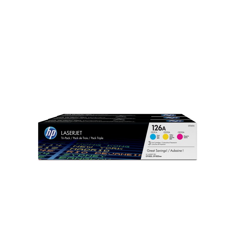 HP 126A pack de 3 toners LaserJet cyan/magenta/jaune authen | JDB-Info
