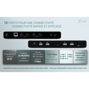 i-tec CADUA4KDOCKPDB station d'accueil Avec fil USB 3.2 Gen | JDB-Info