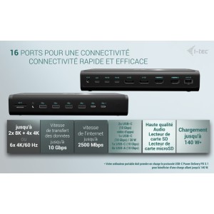 i-tec CA6MONITORDOCKPD station d'accueil Avec fil USB 3.2 G | JDB-Info
