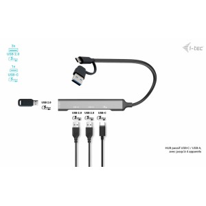 i-tec CAHUBMETALMINI4 hub & concentrateur USB 3.2 Gen 1 (3. | JDB-Info