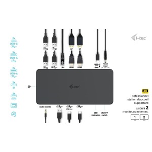 i-tec CADUAL4KDOCKPD2 station d'accueil Avec fil USB 3.2 Ge | JDB-Info