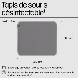 HP 100 Sanitizable Mouse Pad Gris | JDB-Info