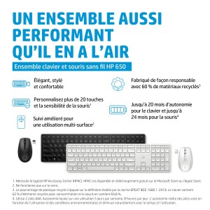 HP 650 Wireless Keyboard and Mouse Combo clavier Souris inc | JDB-Info
