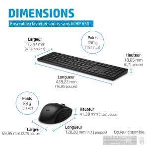 HP 650 Wireless Keyboard and Mouse Combo clavier Souris inc | JDB-Info