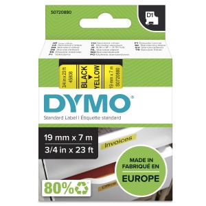 DYMO D1 Standard - Black on Yellow - 19mm ruban d'étiquette | JDB-Info