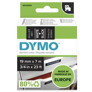DYMO D1 Standard - White on Black - 19mm ruban d'étiquette | JDB-Info