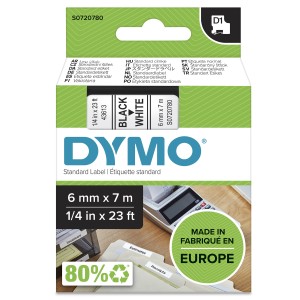 DYMO D1 Standard - Black on White - 6mm ruban d'étiquette N | JDB-Info