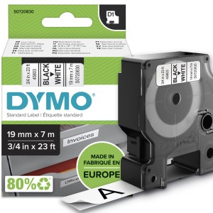 DYMO D1 Standard - Black on White - 19mm ruban d'étiquette | JDB-Info