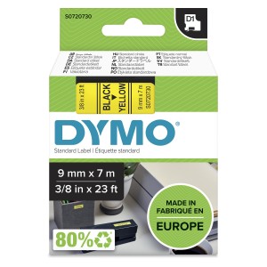 DYMO D1 Standard - Black on Yellow - 9mm ruban d'étiquette | JDB-Info