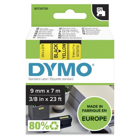 DYMO D1 Standard - Black on Yellow - 9mm ruban d'étiquette | JDB-Info