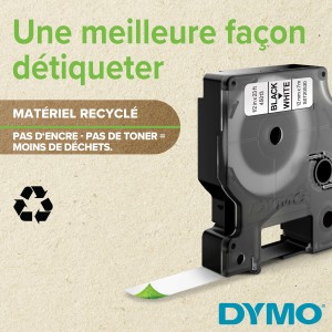 DYMO D1 Standard - Black on Yellow - 9mm ruban d'étiquette | JDB-Info