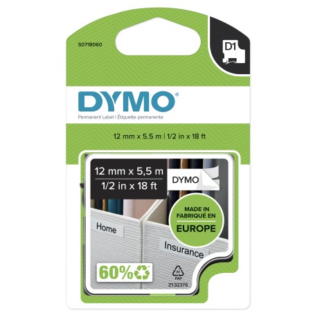 DYMO D1 Durable - Black on White - 12mm ruban d'étiquette N | JDB-Info