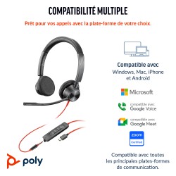 HP Poly Micro-casque Poly Blackwire 3325 stéréo USB-C certi | JDB-Info
