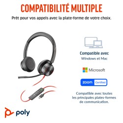 HP Poly Micro-casque Poly Blackwire 8225 stéréo USB-C certi | JDB-Info