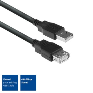 ACT AC3040 câble USB USB 2.0 1,8 m USB A 0,48 Gbit/s Noir | JDB-Info