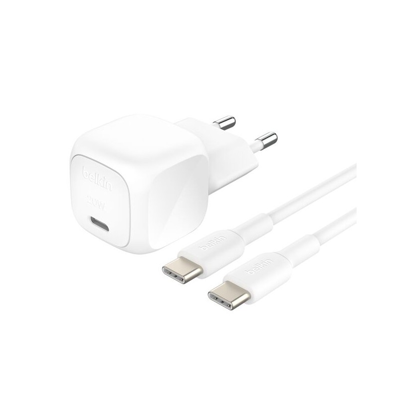 BELKIN 20W USB PD Wall Charger with PPS WHT w/1m C-C