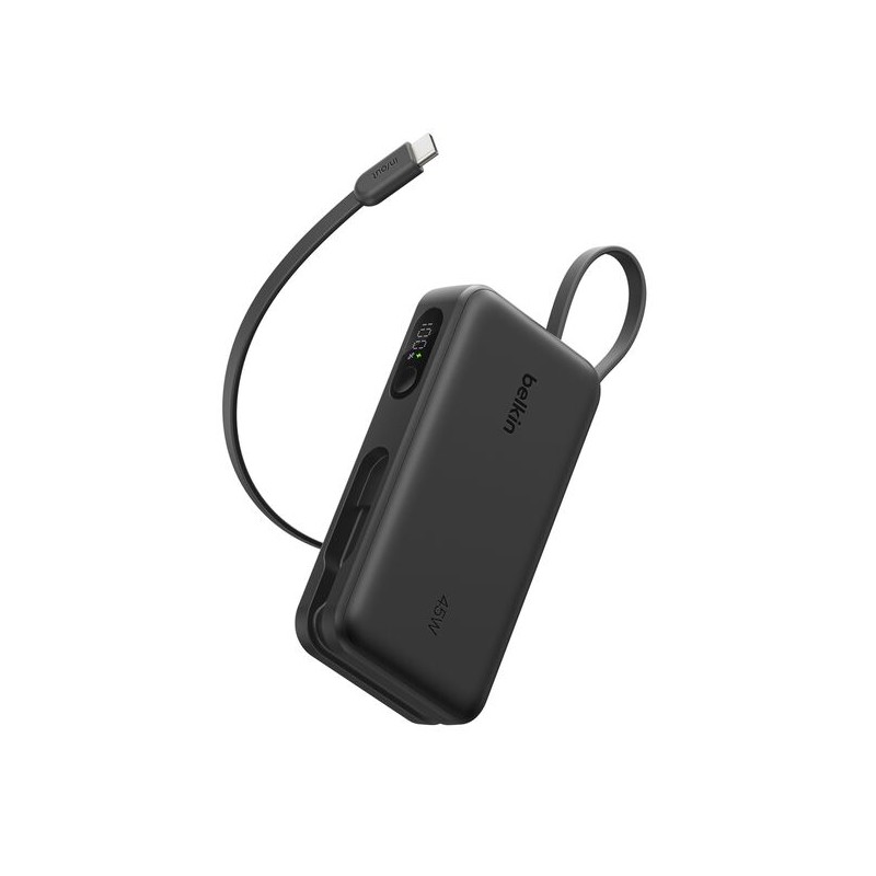BELKIN BoostCharge 10k PD45w Display Power Bank with Integrated Cable 1A1C Black