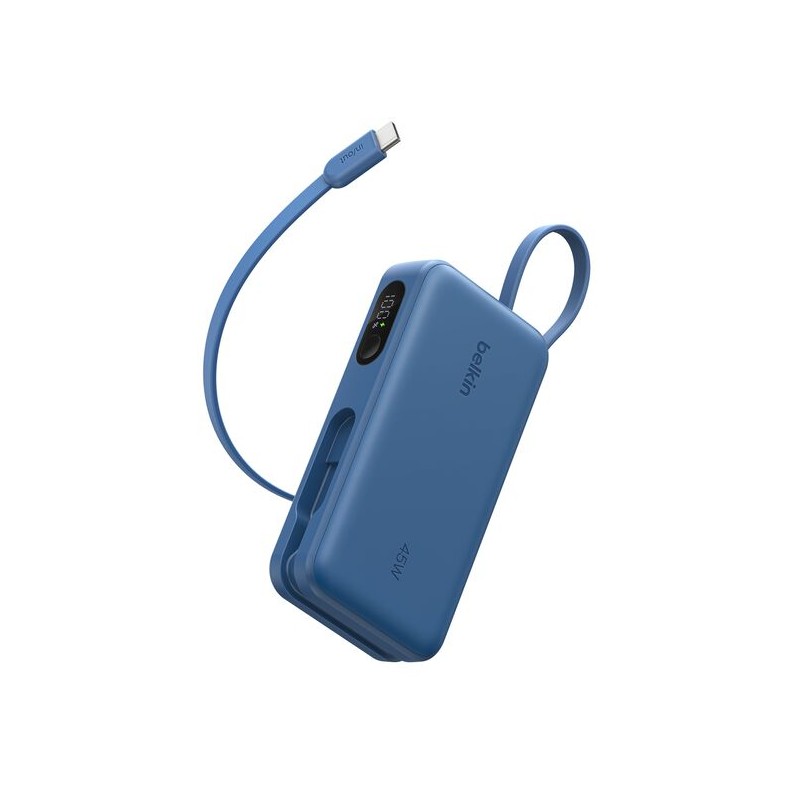 BELKIN BoostCharge 10k PD45w Display Power Bank with Integrated Cable 1A1C Blue
