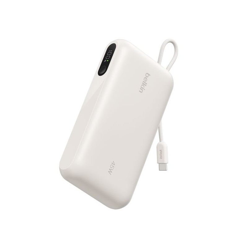 BELKIN BOOSTCHARGE 20k PD45w Display PowerBank with Integrated Cable 1A1C Sand