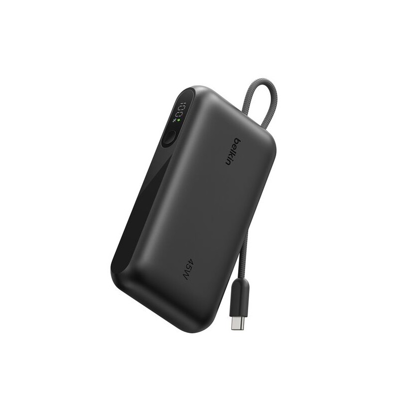 BELKIN BOOSTCHARGE 10k PD45w Display PowerBank with Integrated Cable 1A1C Black