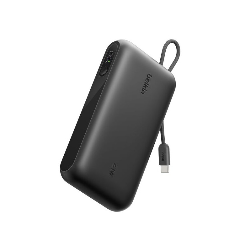 BELKIN BOOSTCHARGE 20k PD45w Display PowerBank with Integrated Cable 1A1C Black