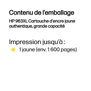 HP 963XL High Yield Yellow Original Ink Cartridge cartouche | JDB-Info