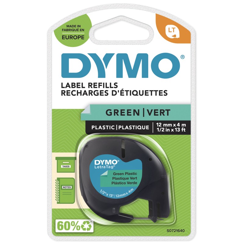 DYMO S0721640 ruban d'étiquette Noir sur vert | JDB-Info