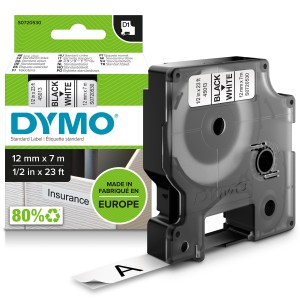 DYMO D1 Standard - Black on White - 12mm ruban d'étiquette | JDB-Info