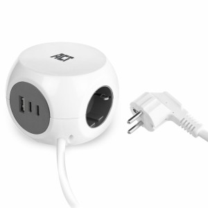 ACT AC2420 multiprise 1,5 m 3 sortie(s) CA Intérieure Blanc | JDB-Info