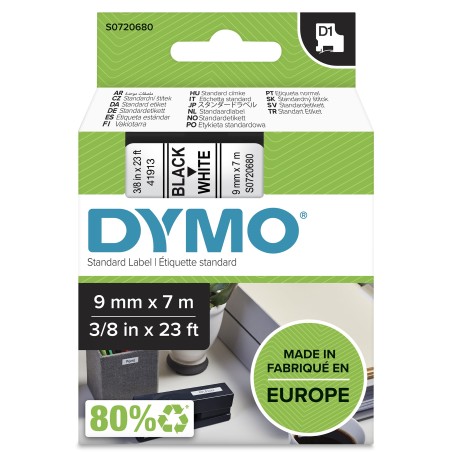DYMO D1 Standard - Black on White - 9mm ruban d'étiquette N | JDB-Info