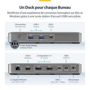 StarTech.com Station d'Accueil USB4, Double Sortie 4K 144Hz | JDB-Info