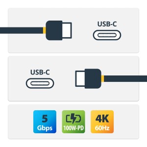 StarTech.com Câble USB-C de 2m, USB 5Gbps, 100W (5A) Power | JDB-Info