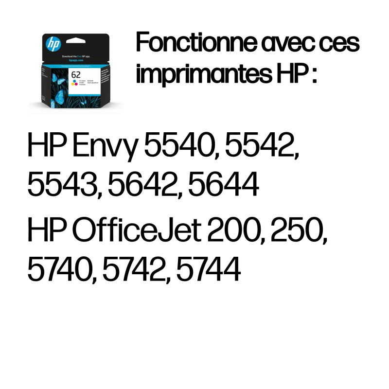 HP 62 cartouche d'encre trois couleurs authentique | JDB-Info