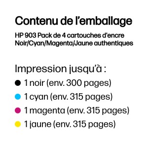 HP 903 4-Pack CMYK(4) Original Ink Cartridge Combo cartouch | JDB-Info